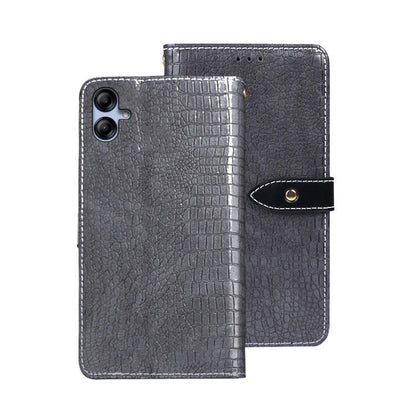 For Samsung Galaxy A05 4G idewei Crocodile Texture Leather Phone Case(Grey)