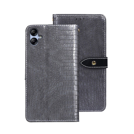 For Samsung Galaxy A05 4G idewei Crocodile Texture Leather Phone Case(Grey)
