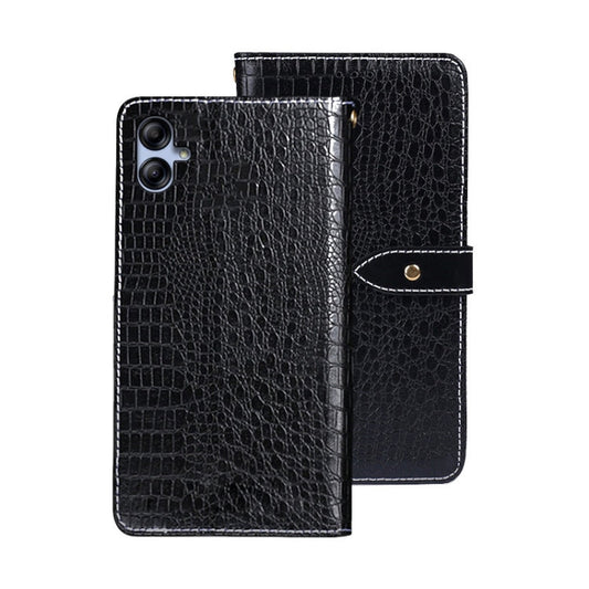 For Samsung Galaxy A05 4G idewei Crocodile Texture Leather Phone Case(Black)