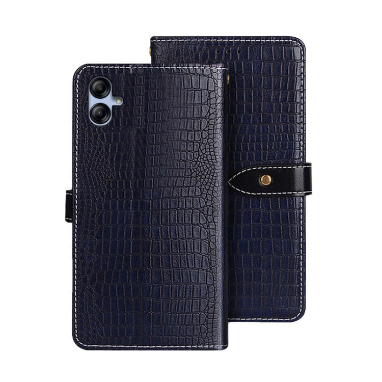 For Samsung Galaxy A05 4G idewei Crocodile Texture Leather Phone Case(Dark Blue)