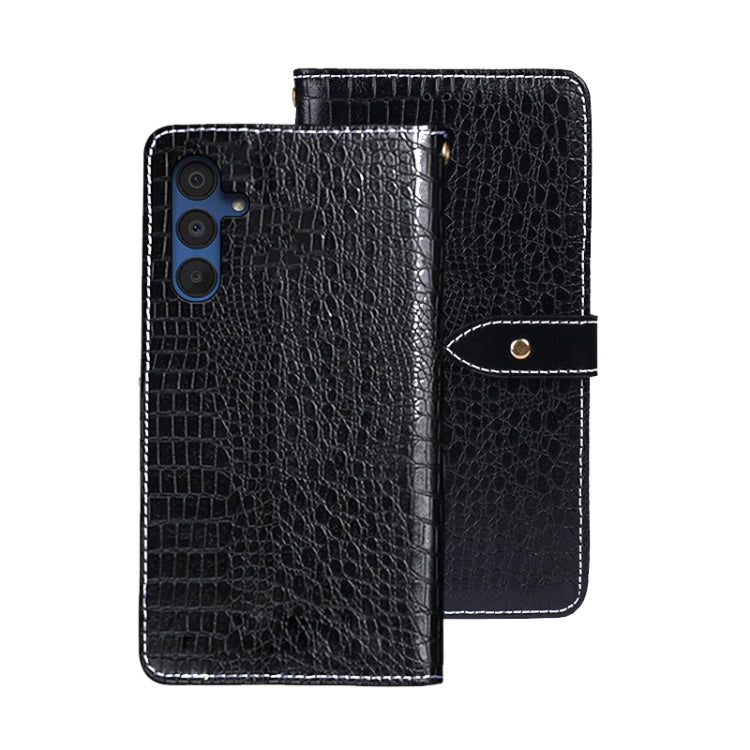 For Samsung Galaxy A15 5G idewei Crocodile Texture Leather Phone Case(Black)