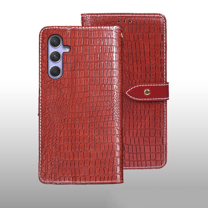 For Samsung Galaxy A55 5G idewei Crocodile Texture Leather Phone Case(Red)