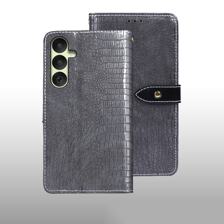 Pour l'étui de téléphone en cuir idewei texture crocodile Samsung Galaxy A35 5G (gris)