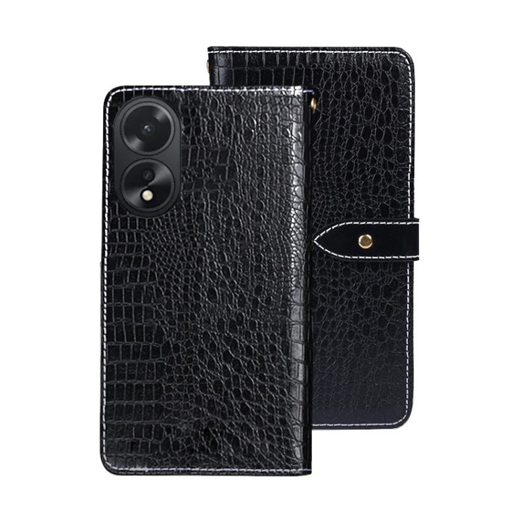Pour OPPO A38 4G Étui de Téléphone en Cuir Texture Crocodile idewei Global (Noir)