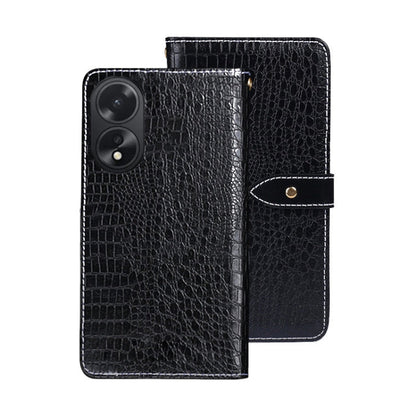 Pour OPPO A38 4G Étui de Téléphone en Cuir Texture Crocodile idewei Global (Noir)