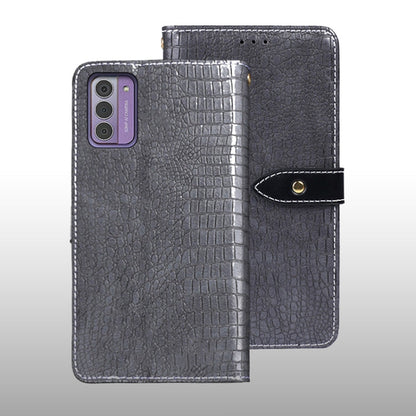 Pour la coque de téléphone en cuir texture crocodile idewei pour Nokia G42 5G (gris)