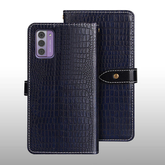 Pour étui de téléphone en cuir texture crocodile idewei pour Nokia G42 5G (bleu foncé)