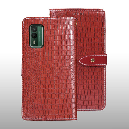 For Nokia XR21 idewei Crocodile Texture Leather Phone Case(Red)