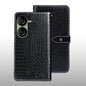 Pour la coque de téléphone en cuir texture crocodile idewei pour Asus Zenfone 10 (Noir)