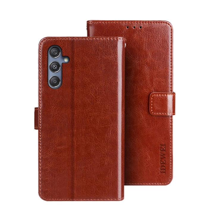 For Samsung Galaxy M34 5G / F34 5G idewei Crazy Horse Texture Leather Phone Case(Brown)