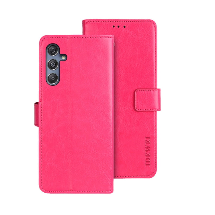 For Samsung Galaxy M34 5G / F34 5G idewei Crazy Horse Texture Leather Phone Case(Rose Red)