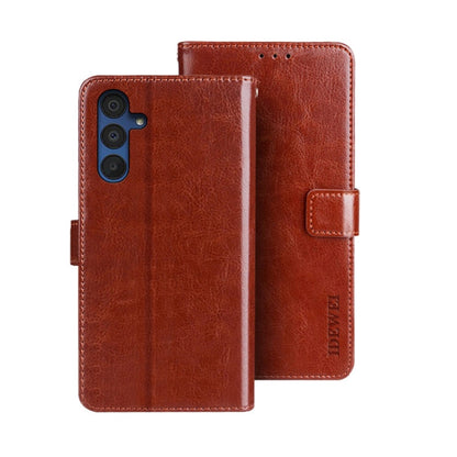 For Samsung Galaxy A15 5G idewei Crazy Horse Texture Leather Phone Case(Brown)