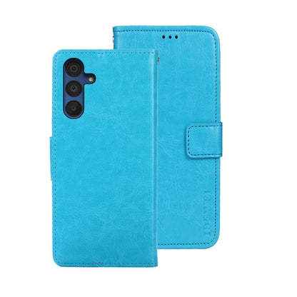 Pour Samsung Galaxy A15 5G idewei Étui de téléphone en cuir texturé Crazy Horse (Bleu Ciel)