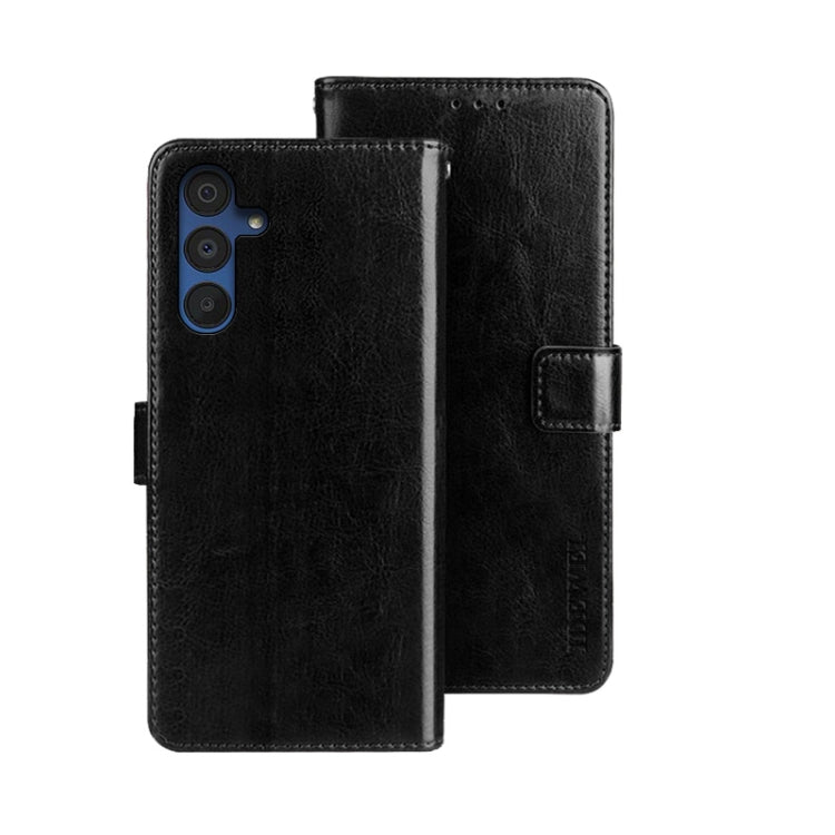 For Samsung Galaxy A15 5G idewei Crazy Horse Texture Leather Phone Case(Black)
