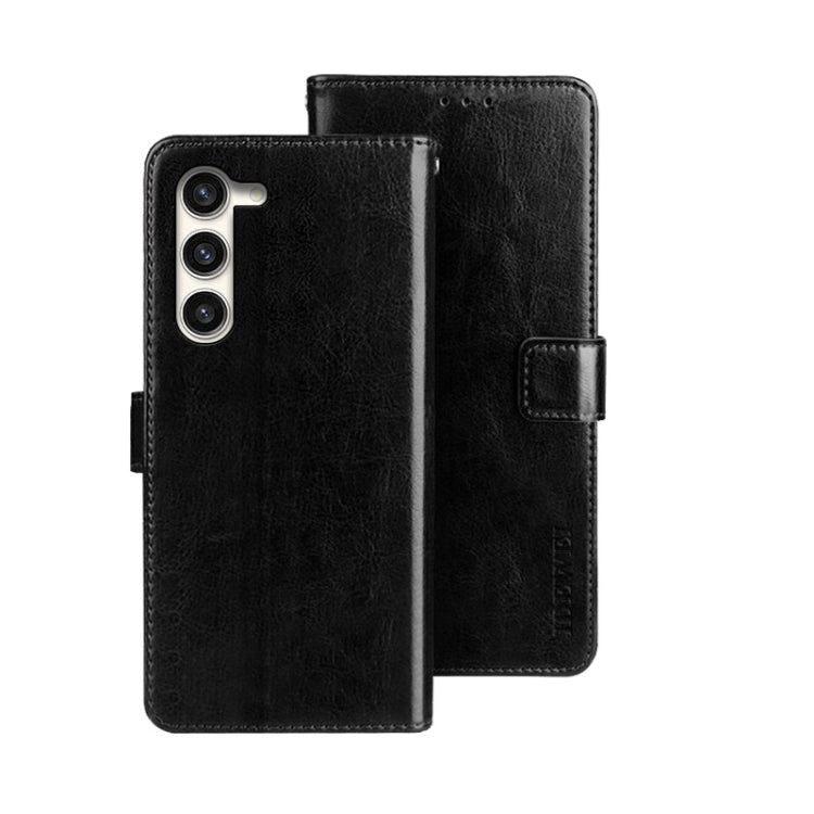 Pour Samsung Galaxy S24 5G Étui de téléphone en cuir idewei texture Crazy Horse (Noir)