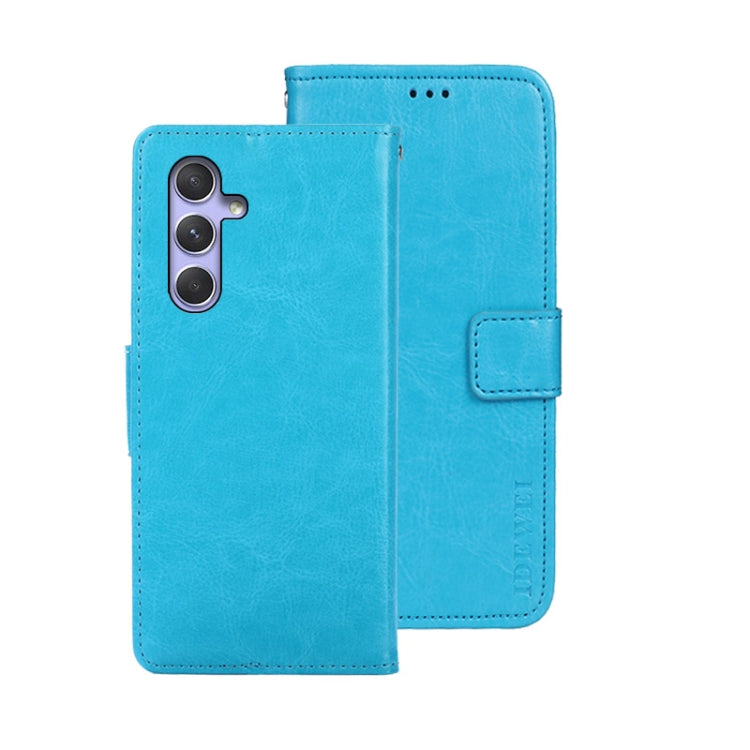 For Samsung Galaxy A55 5G idewei Crazy Horse Texture Leather Phone Case(Sky Blue)