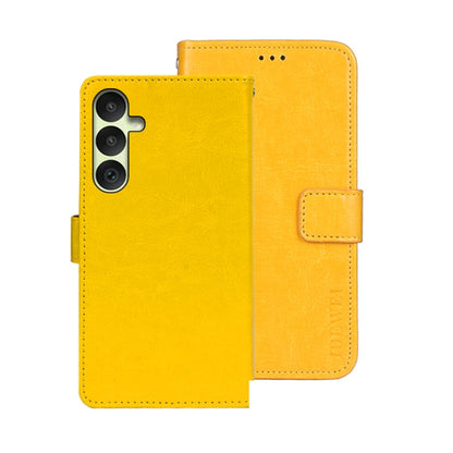 Pour coque de téléphone en cuir avec texture cheval fou idewei pour Samsung Galaxy A35 5G (Jaune)