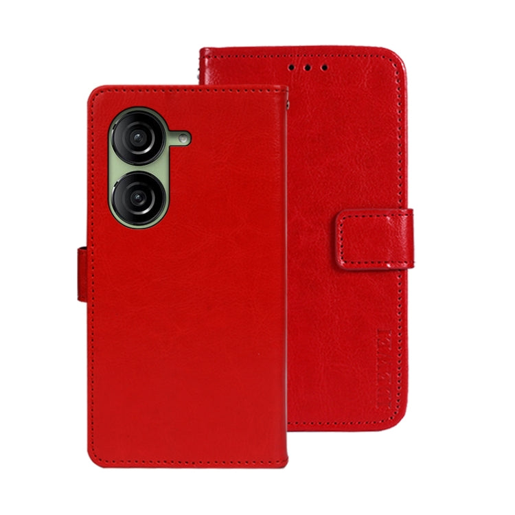 For Asus Zenfone 10 idewei Crazy Horse Texture Leather Phone Case(Red)