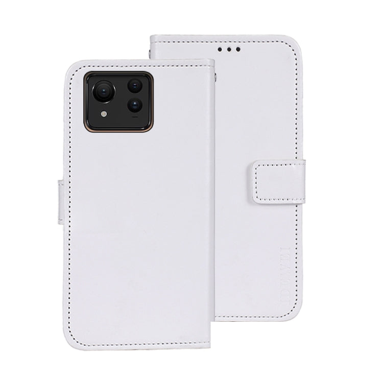 Pour ASUS Zenfone 11 Ultra idewei Étui de téléphone en cuir texturé Crazy Horse (Blanc)