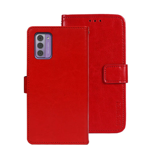 Pour Nokia G42 5G Étui de téléphone en cuir avec texture Crazy Horse idewei avec support (rouge)