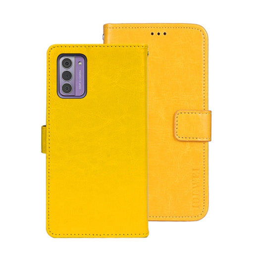 Pour l'étui de téléphone en cuir idewei Crazy Horse Texture avec support pour Nokia G42 5G (jaune)