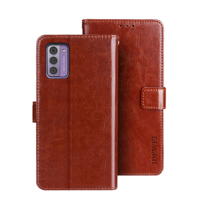Pour l'étui de téléphone en cuir idewei Crazy Horse Texture avec support pour Nokia G42 5G (Marron)