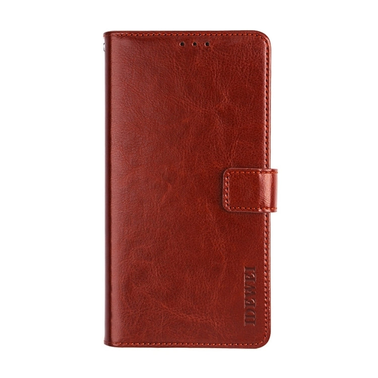 Pour l'étui de téléphone en cuir idewei Crazy Horse Texture avec support pour Nokia G42 5G (Marron)