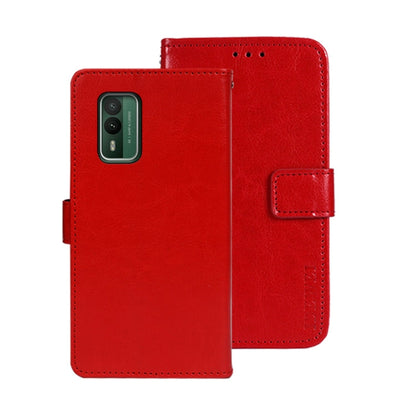 Pour Nokia XR21, étui de téléphone en cuir avec texture Crazy Horse de marque Idewei avec support (rouge)