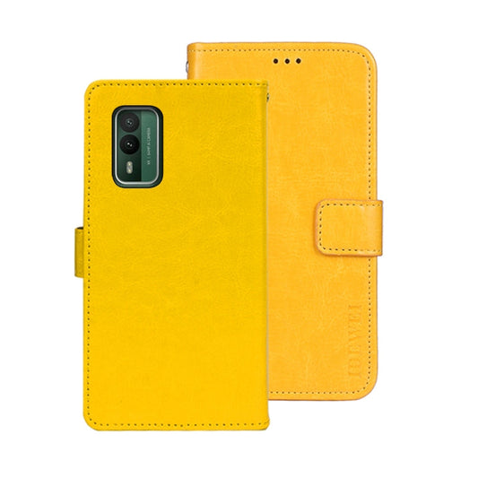 Pour étui de téléphone en cuir de texture Crazy Horse idewei pour Nokia XR21 avec support (jaune)