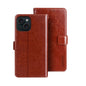 Pour iPhone 15 Plus Étui de téléphone en cuir idewei Texture Crazy Horse avec support (Marron)
