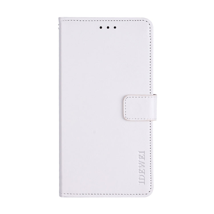 Pour iPhone 15 idewei Étui de téléphone en cuir avec texture Crazy Horse avec support (Blanc)
