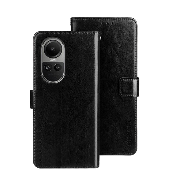 Pour OPPO Reno10 / Reno10 Pro Global idewei Housse de téléphone en cuir texturé cheval fou avec support (noir)