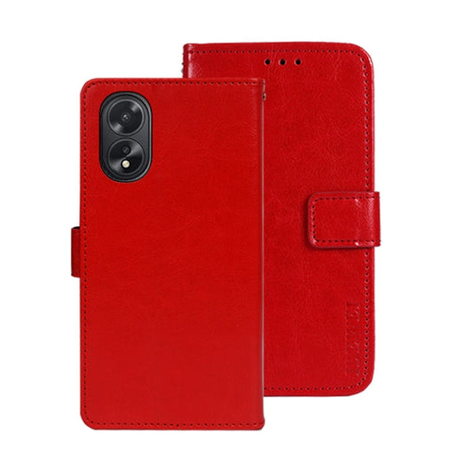 For OPPO A38 4G idewei Crazy Horse Texture Leather Phone Case with Holder(Red)