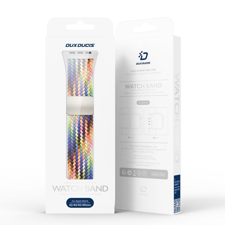 For Apple Watch Series 9 45mm DUX DUCIS Mixture Pro Series Magnetic Buckle Nylon Braid Watch Band(New Rainbow)