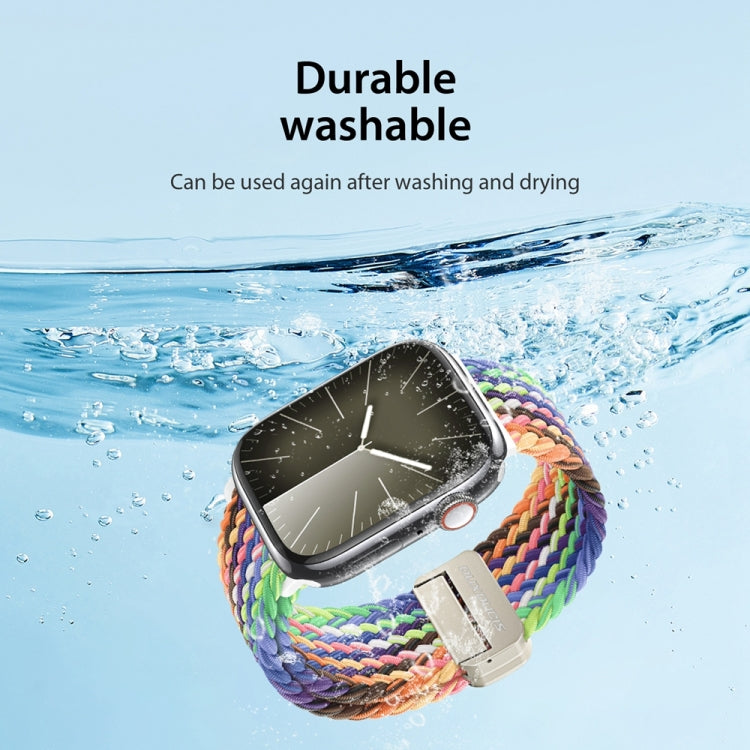 For Apple Watch Series 9 41mm DUX DUCIS Mixture Pro Series Magnetic Buckle Nylon Braid Watch Band(New Rainbow)