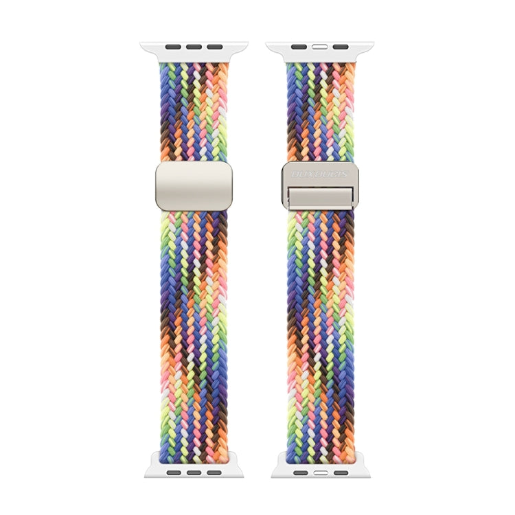 For Apple Watch Series 7 45mm DUX DUCIS Mixture Pro Series Magnetic Buckle Nylon Braid Watch Band(New Rainbow)