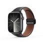 For Apple Watch SE 2023 44mm DUX DUCIS YA Series Magnetic Buckle Genuine Leather Watch Band(Black)