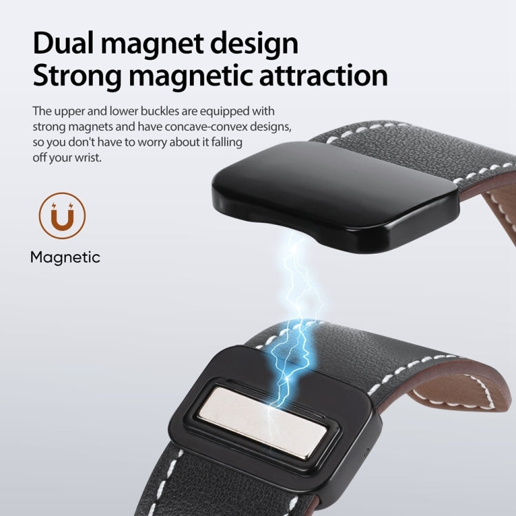 For Apple Watch Series 8 45mm DUX DUCIS YA Series Magnetic Buckle Genuine Leather Watch Band(Black)