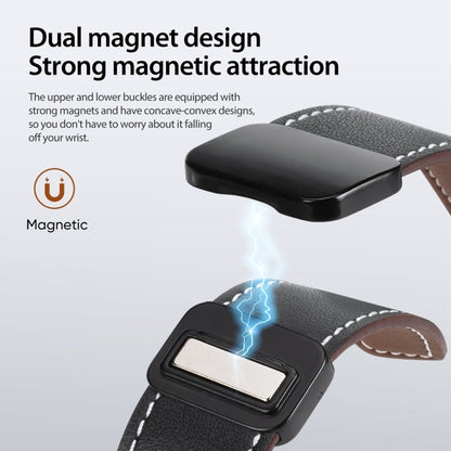 For Apple Watch Series 7 45mm DUX DUCIS YA Series Magnetic Buckle Genuine Leather Watch Band(Black)