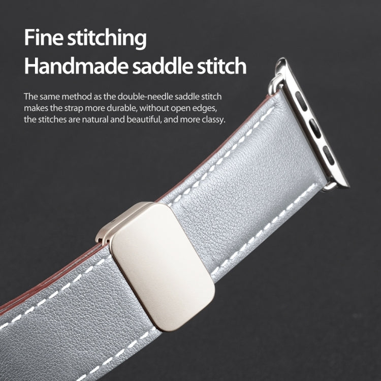 Pour Apple Watch Series 7 45mm DUX DUCIS YA Series Bracelet de montre en cuir véritable à boucle magnétique (gris)
