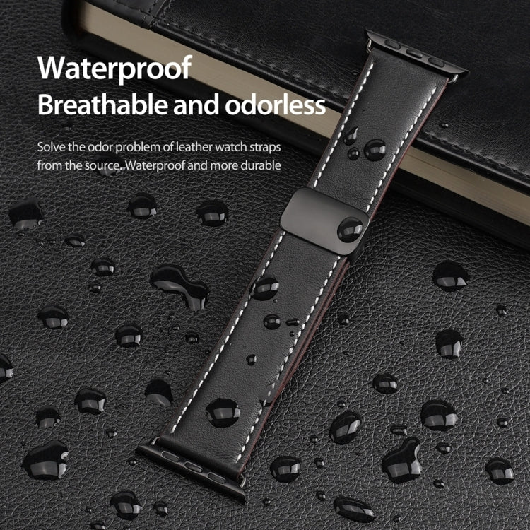 Pour Bracelet de Montre en Cuir Véritable avec Boucle Magnétique DUX DUCIS YA Series pour Apple Watch SE 44mm (Noir)