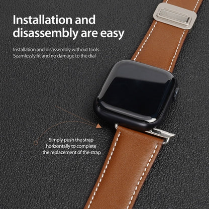 For Apple Watch Series 6 40mm DUX DUCIS YA Series Magnetic Buckle Genuine Leather Watch Band(Brown)