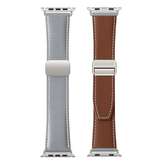 For Apple Watch Series 6 40mm DUX DUCIS YA Series Magnetic Buckle Genuine Leather Watch Band(Grey)