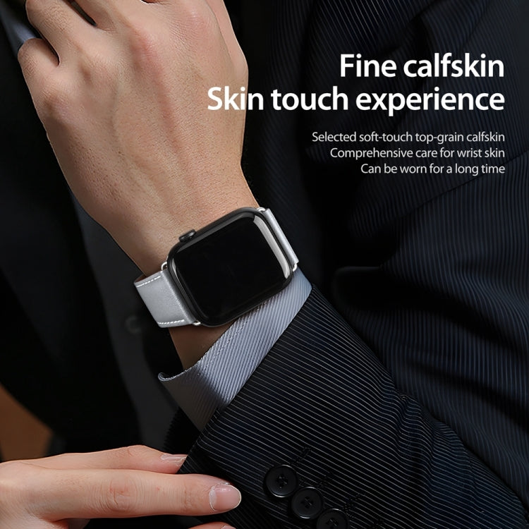 Pour Apple Watch Series 6 40mm Bracelet de Montre en Cuir Véritable avec Boucle Magnétique DUX DUCIS Série YA (Gris)