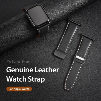 For Apple Watch Series 4 44mm DUX DUCIS YA Series Magnetic Buckle Genuine Leather Watch Band(Black)