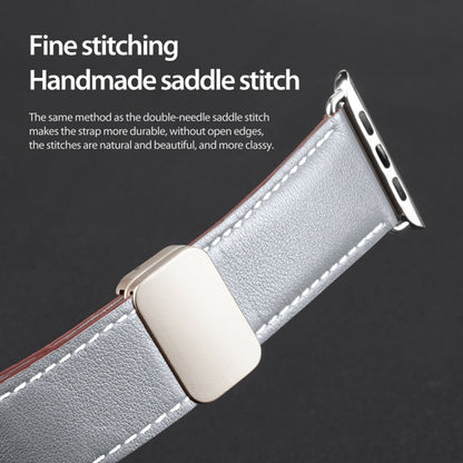 Pour Apple Watch Series 3 38mm Bracelet de Montre en Cuir Véritable avec Boucle Magnétique DUX DUCIS YA Series (Gris)