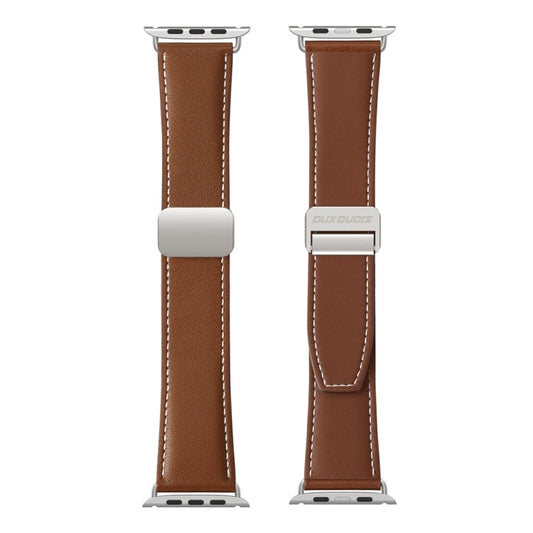For Apple Watch Series 3 42mm DUX DUCIS YA Series Magnetic Buckle Genuine Leather Watch Band(Brown)