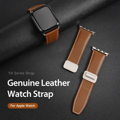For Apple Watch Series 3 42mm DUX DUCIS YA Series Magnetic Buckle Genuine Leather Watch Band(Brown)