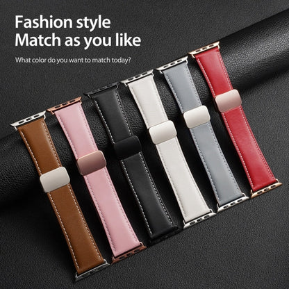 Pour bracelet de montre en cuir véritable à boucle magnétique DUX DUCIS série YA pour Apple Watch Series 3 42mm (gris)