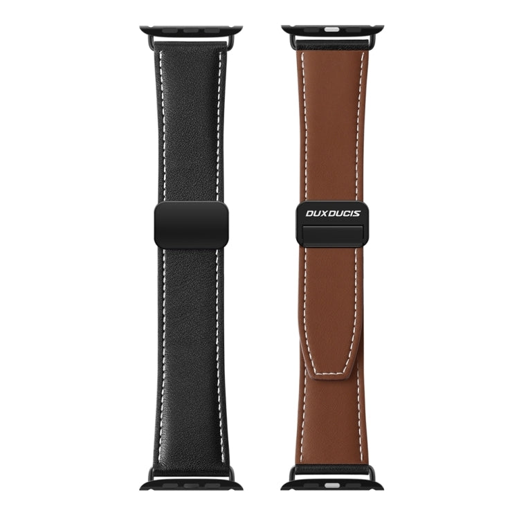 For Apple Watch Series 2 38mm DUX DUCIS YA Series Magnetic Buckle Genuine Leather Watch Band(Black)